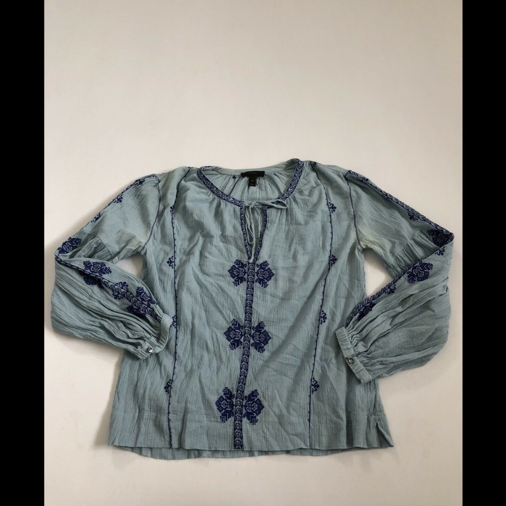 J.Crew Women's Blue Long Sleeved V Neck Top 00